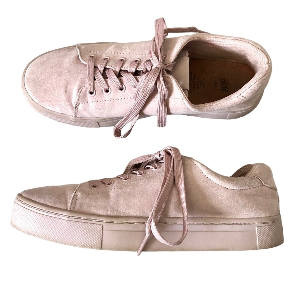H&M Women’s Lace Up Platform Trainers Sneakers, Pink Size 39/8.5